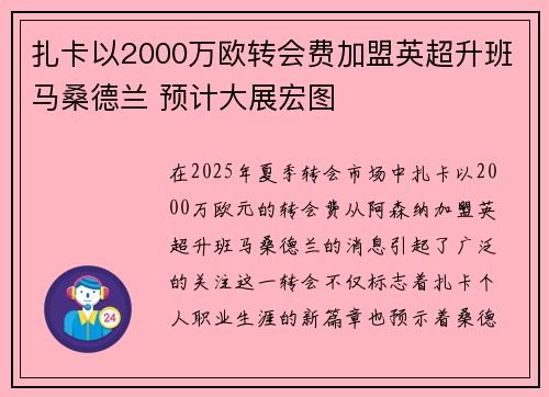 扎卡以2000万欧转会费加盟英超升班马桑德兰 预计大展宏图 扎卡以2000万欧转会费加盟英超升班马桑德兰 预计大展宏图